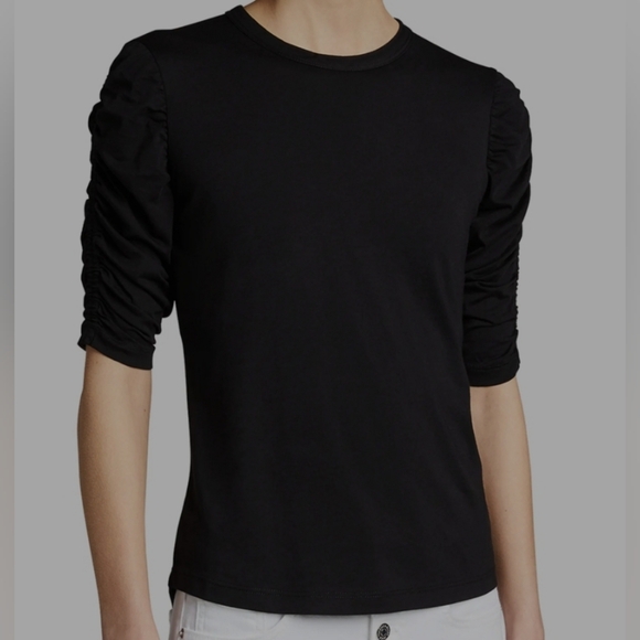 Veronica Beard Tops - Veronica Beard Black Waldorf Crew Neck Shirred Sleeve Tee Size Small